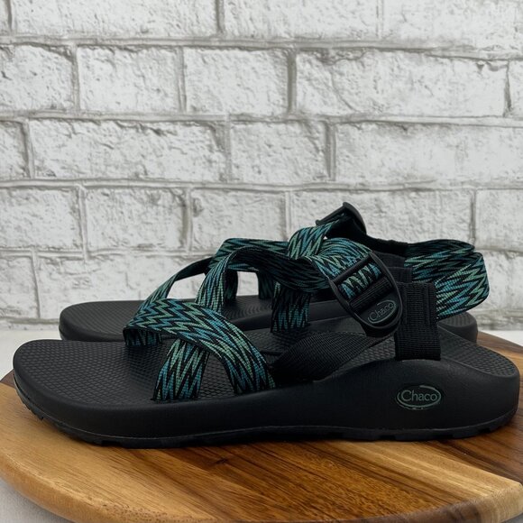 Chaco Z/Cloud  Mens Sz. 13 Strappy Green Blue Adjustable Hiking Sandals JCH10868 main image 11